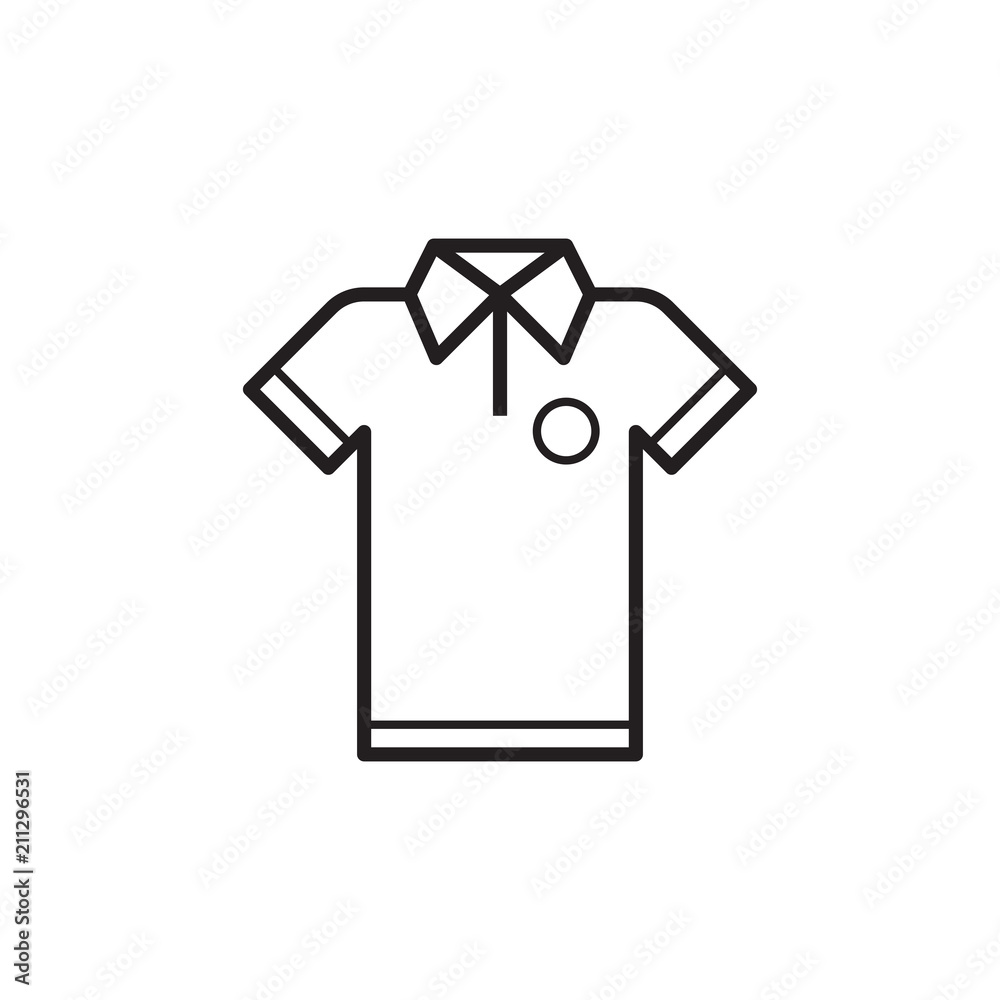 Outlined t-shirt icon isolated on white background. Sport man shirt in line art design. Outlined t-shirt icon isolated on white background. Sport man shirt in line art design.