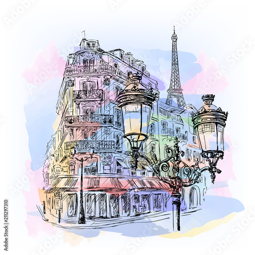 Paris watercolor sketch