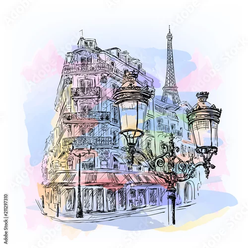 Obraz Szkic akwarela Paryż