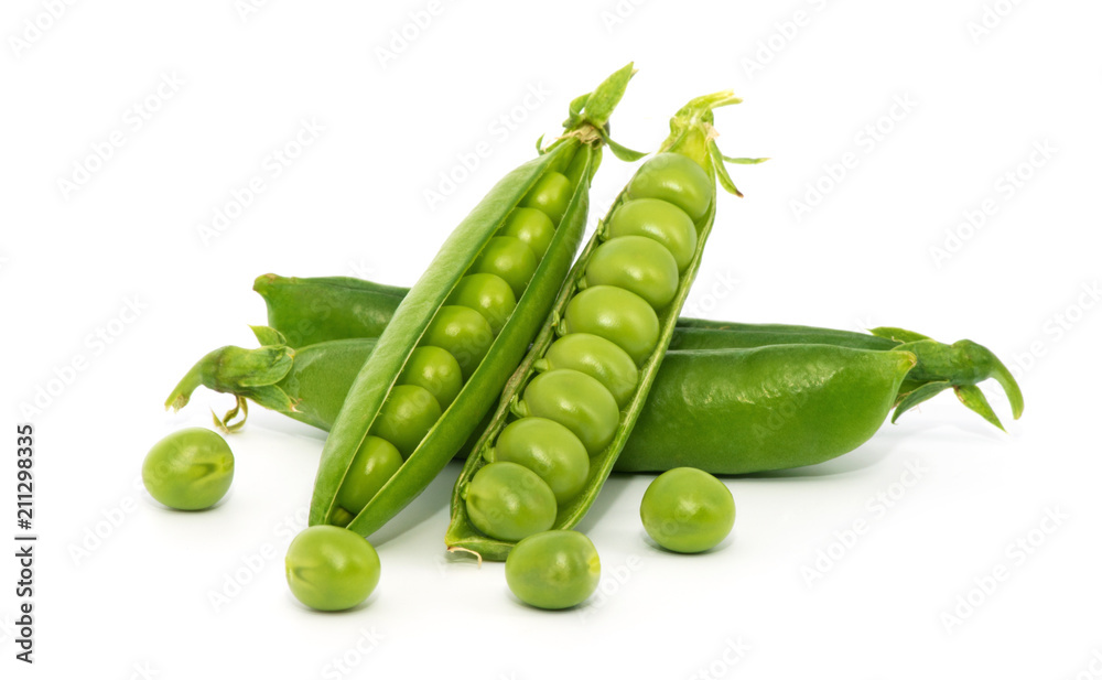 Green peas isolated on the white background Green peas isolated on the white background