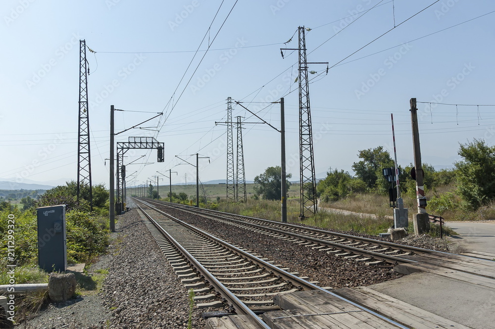 Rail-train infrastructure near village Vakarel, situated in the Sredna Gora mountain,  Ihtiman, Bulgaria 