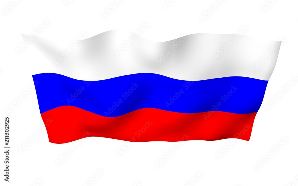 Waving flag of the Russian Federation. The National. State symbol of the Russia. 3D illustration Waving flag of the Russian Federation. The National. State symbol of the Russia. 3D illustration