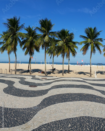 Famous boardwalk of Copacabana with palm trees - Rio de Janeiro Brazil