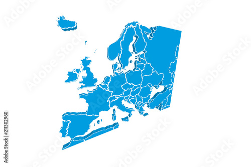 Mapa azul de Europa.
