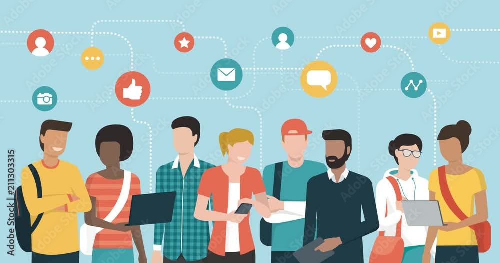 Young people social networking and connecting together online