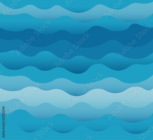 Waves seamless pattern vector. Ocean sea water blue cut out paper style. © Carla Nichiata