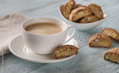 Cup of coffee with cantuccini