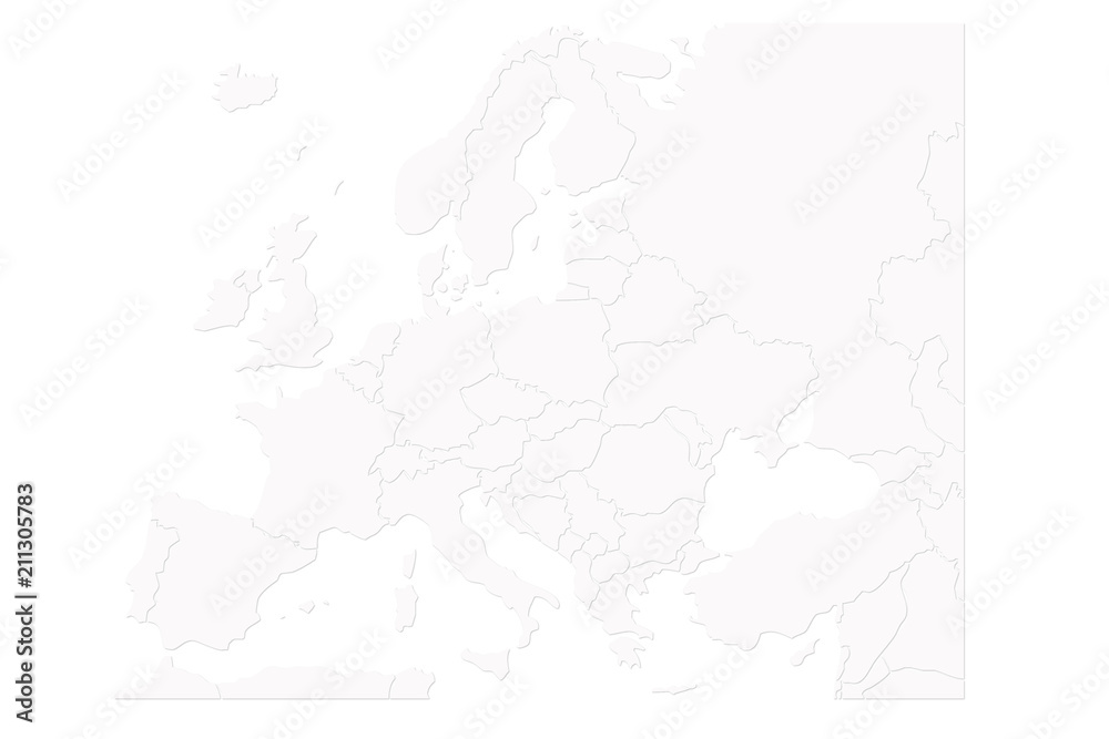 Fototapeta premium Mapa blanco de Europa.