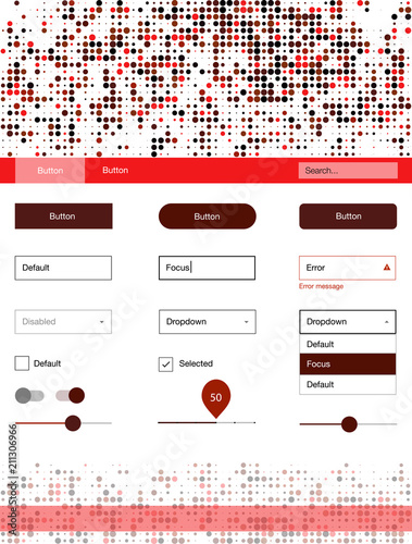Dark Red vector style guide with circles.