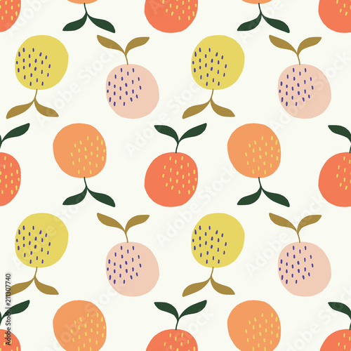 seamless orange, pink and yellow oranges vector pattern