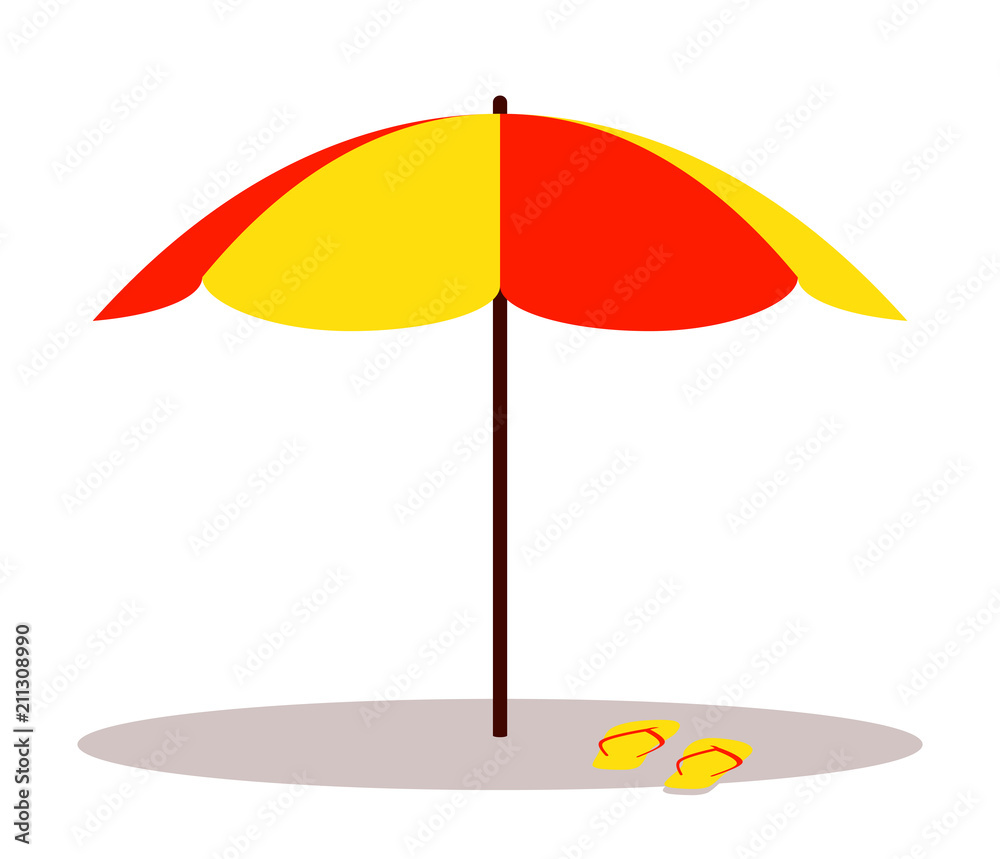 Obraz premium beach umbrella and flip flops