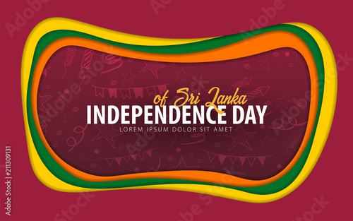 Sri Lanka. Independence day greeting card. Paper cut style.