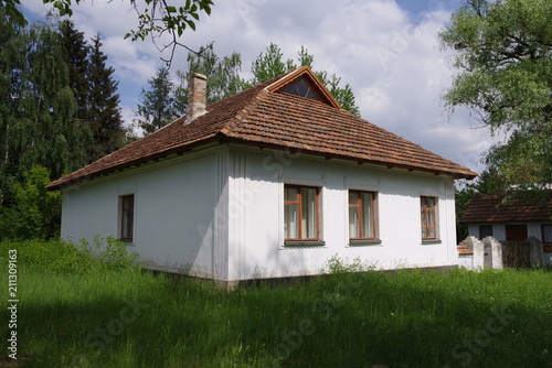 old house with white walls in the park