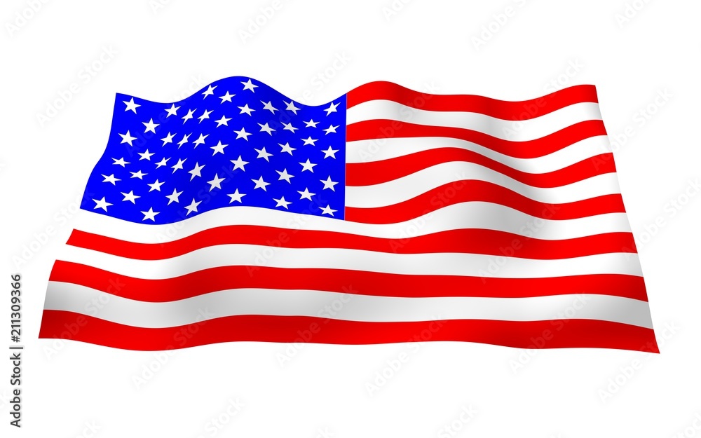 Obraz premium Waving flag of the United States of America. Stars and Stripes. State symbol of the USA. 3D illustration