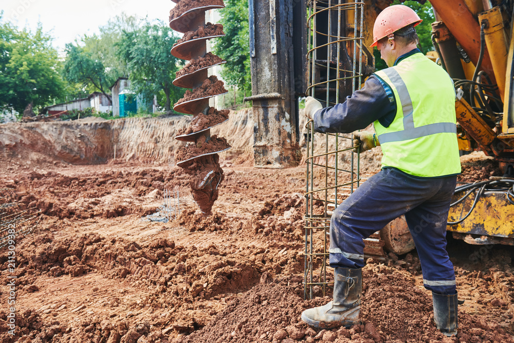 boring holes in ground by drilling rig machine Stock Photo Adobe Stock