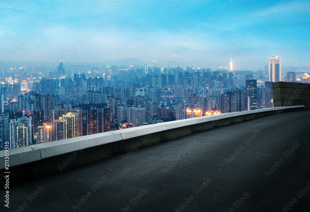 Fototapeta premium Highway and city modern architecture in Chongqing