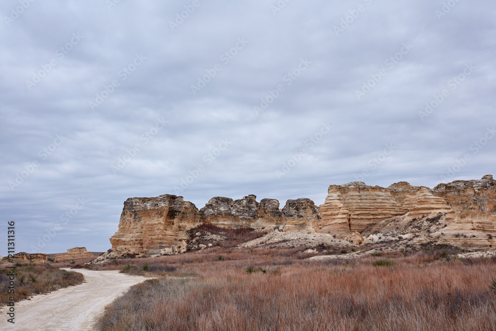 Dry arid landscape at Castle Rock Badlands