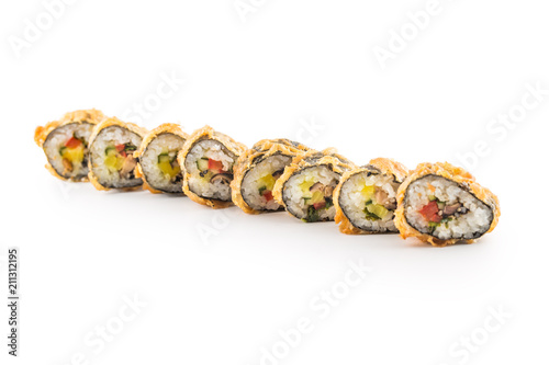 Tempura sushi maki japanese traditional food. © weyo