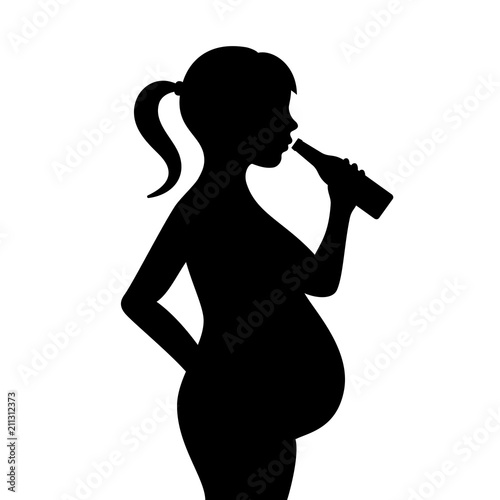 Pregnant girl drinking alcohol vector icon