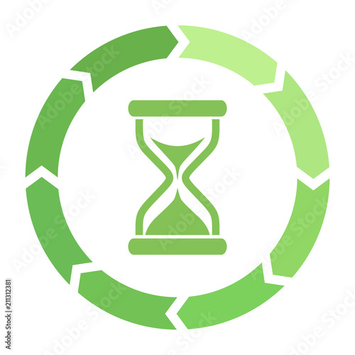 Hourglass loader green vector icon