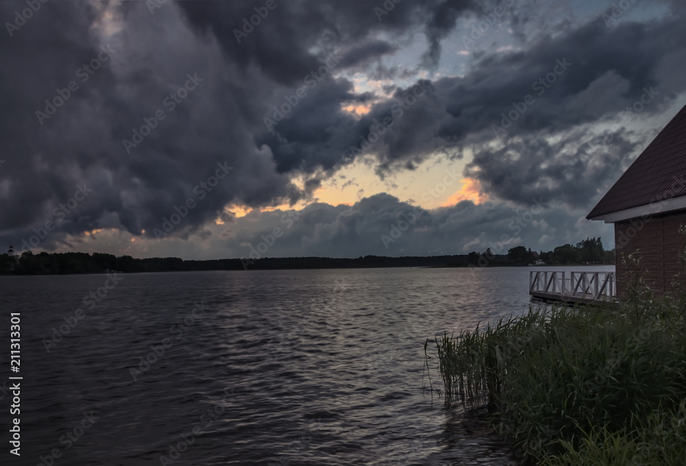 Stormy sky over the lake