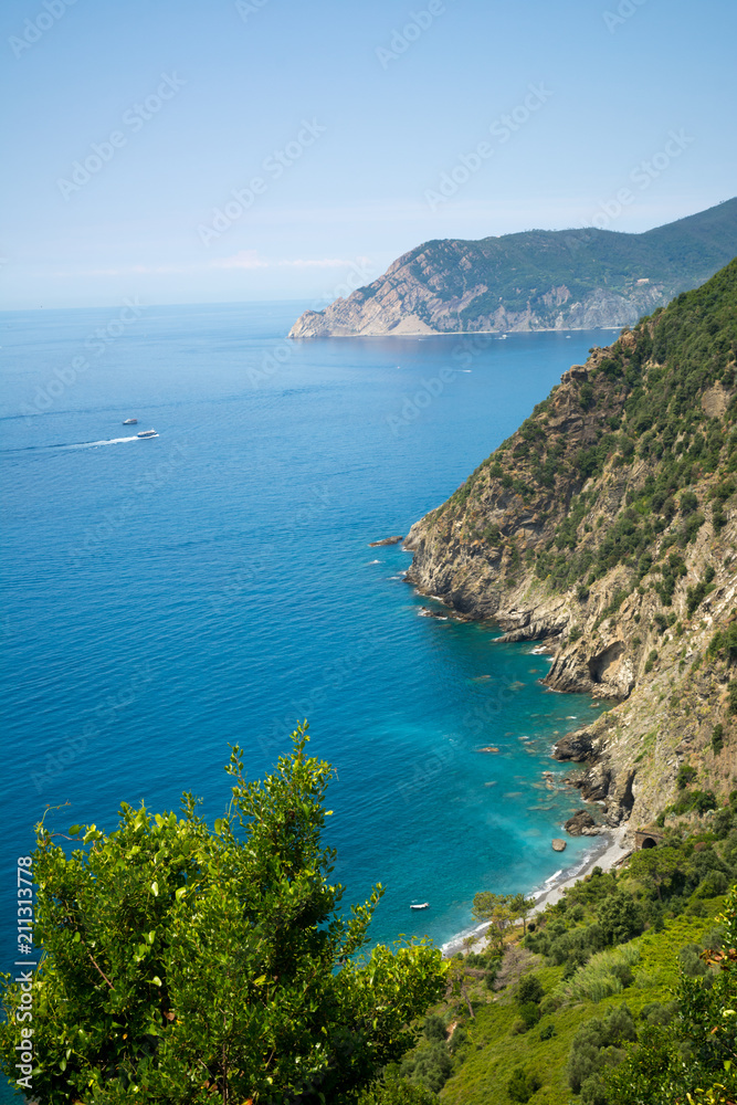 Vertical View of the Coastline on the Sea between Corniglia and Vernazza