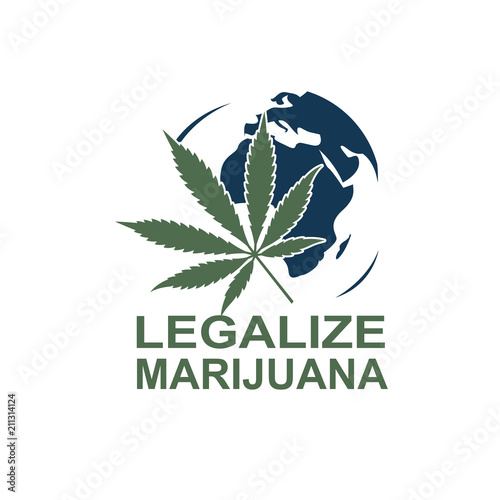 silhouette of marijuana or cannabis leaf isolated on earth