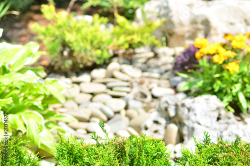 Принти на полотні Beautiful landscape design blurred background with a copy space