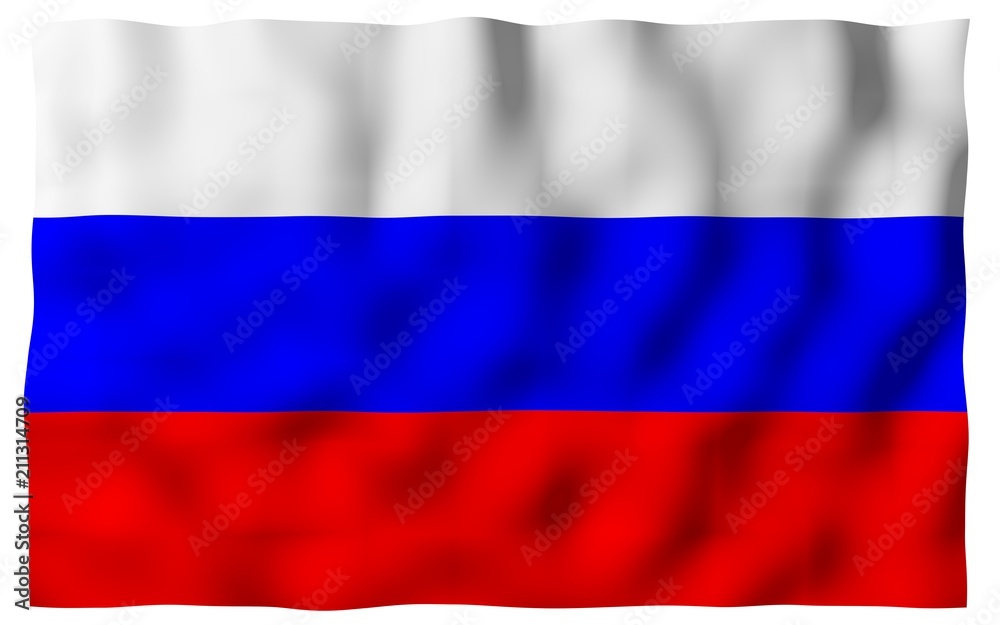 Fototapeta premium Waving flag of the Russian Federation. The National. State symbol of the Russia. 3D illustration