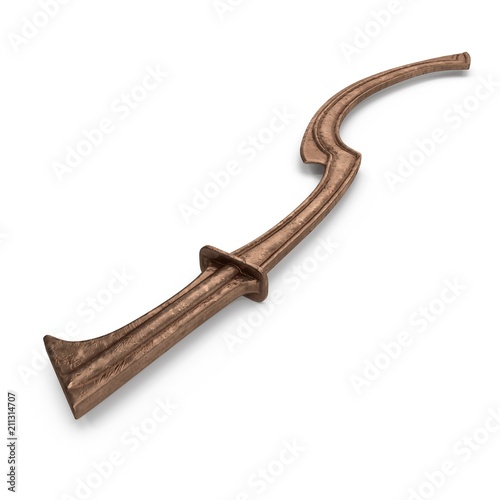 Egyptian Khopesh Sickle Sword on white. 3D illustration