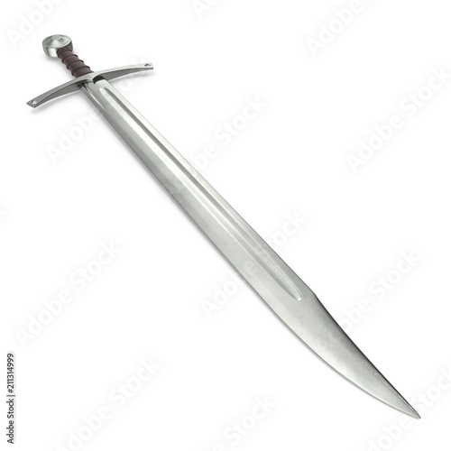European Falchion Sword on white. 3D illustration