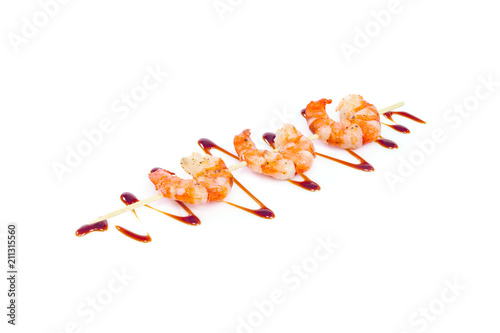 barbecue with seafood on a white background