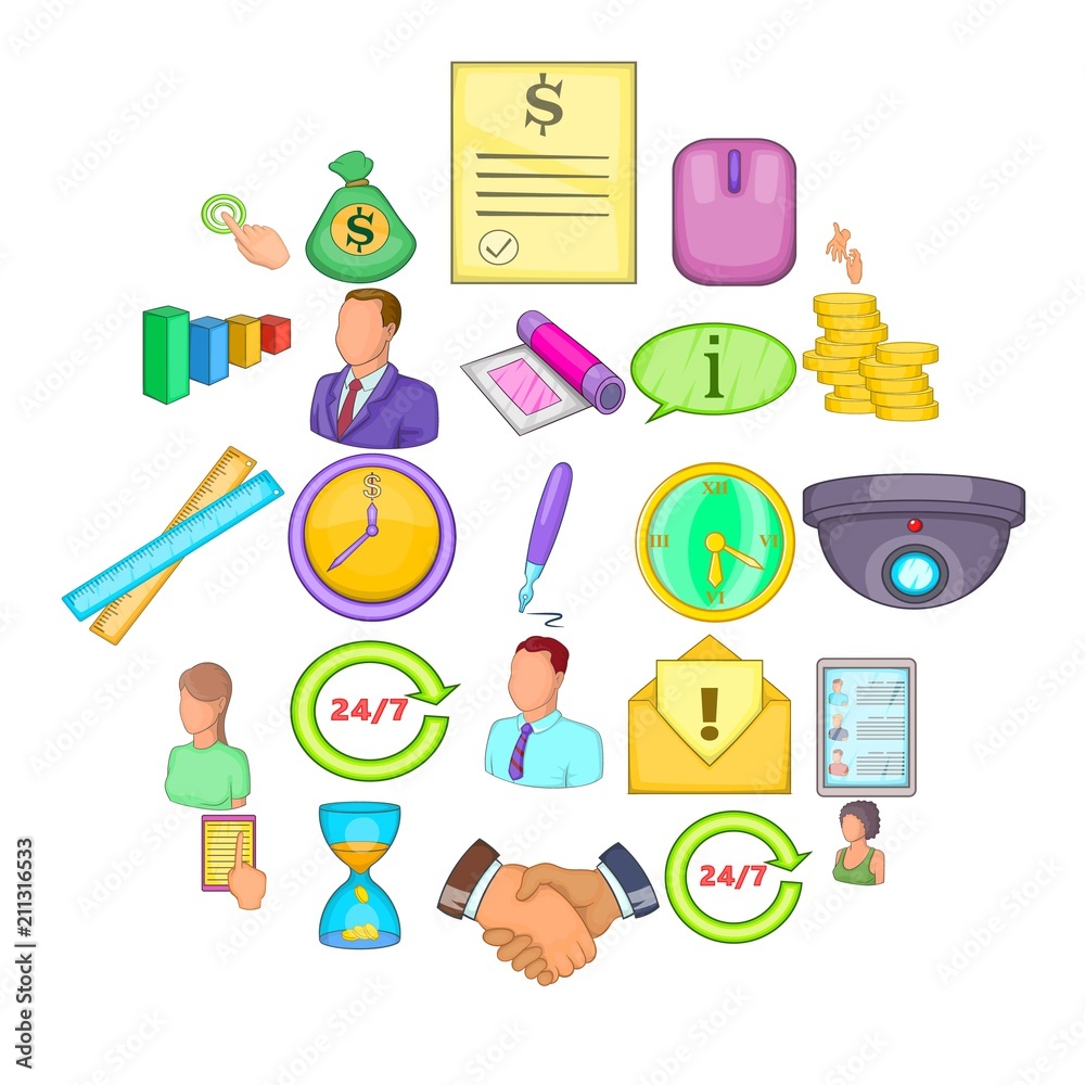 Monetary influence icons set. Cartoon set of 25 monetary influence vector icons for web isolated on white background Monetary influence icons set. Cartoon set of 25 monetary influence vector icons for web isolated on white background