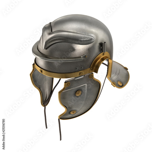 Roman Centurion Helmet on white. 3D illustration