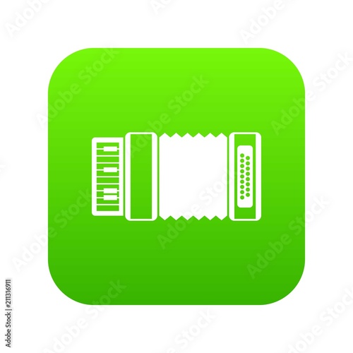 Accordion icon digital green for any design isolated on white vector illustration