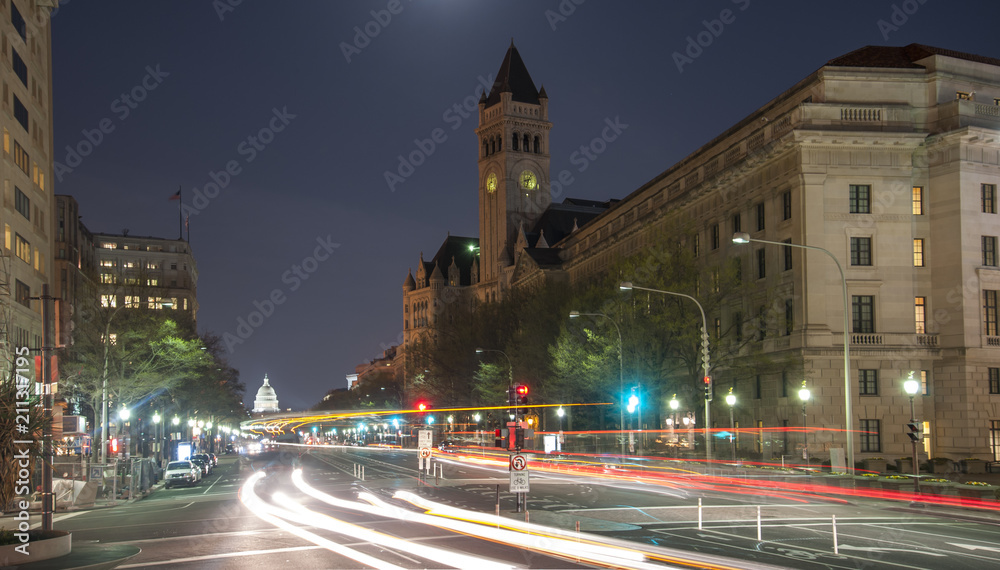Pennsylvania Avenue in DC at night