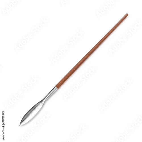 Medieval spear weapon on white. 3D illustration