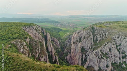 Bird's eye view of Turda Gorge in Transylvania, Romania