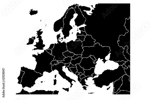 Mapa negro de Europa.