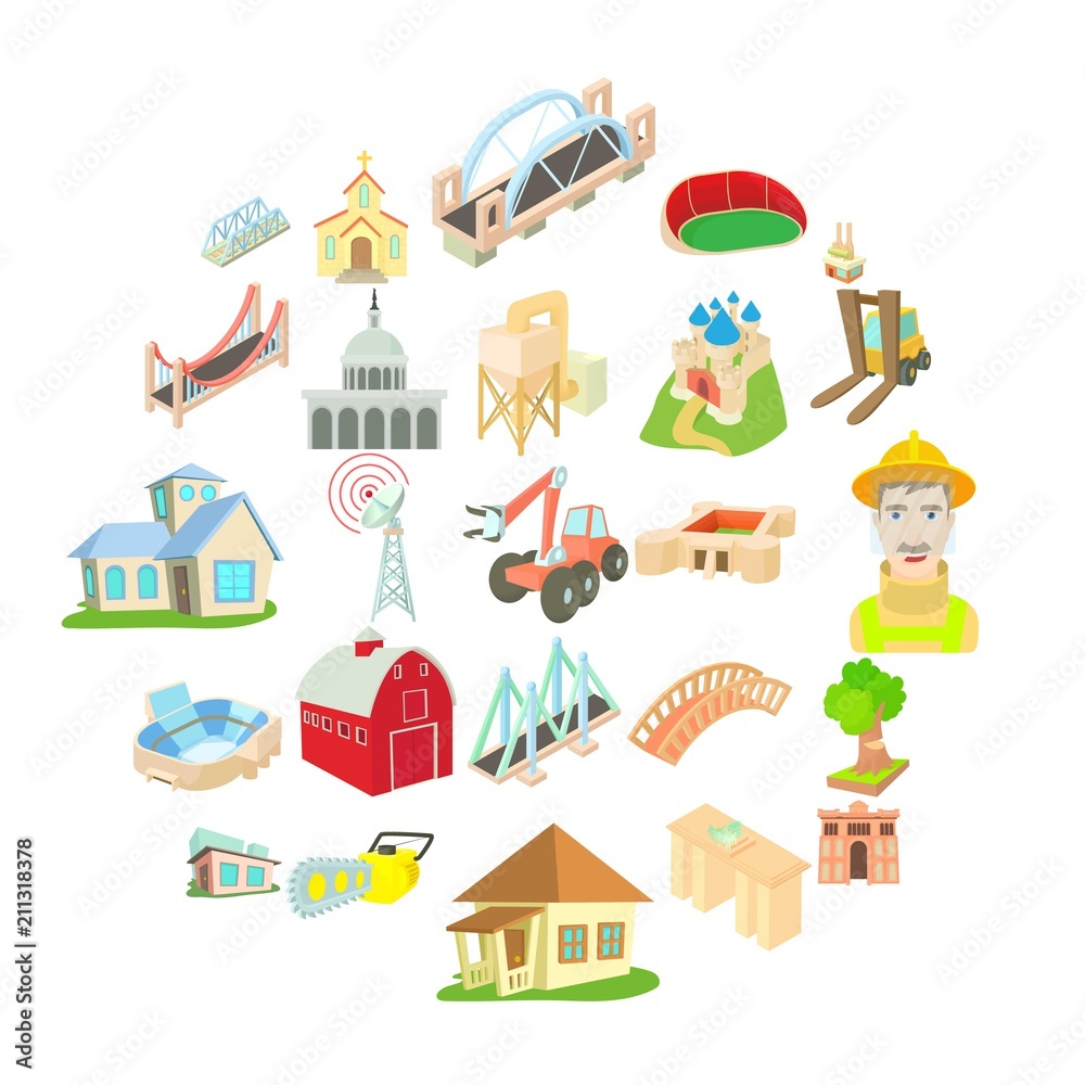 Facility icons set. Cartoon set of 25 facility vector icons for web isolated on white background Facility icons set. Cartoon set of 25 facility vector icons for web isolated on white background