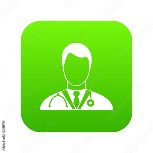 Doctor icon digital green for any design isolated on white vector illustration