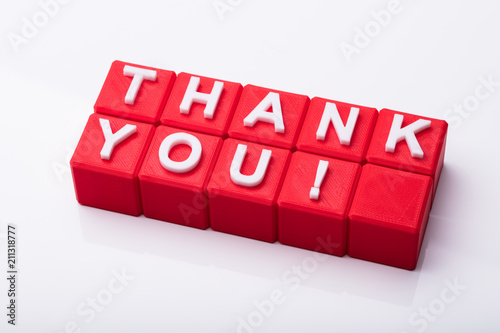 Red Cubic Blocks With Thank You Text