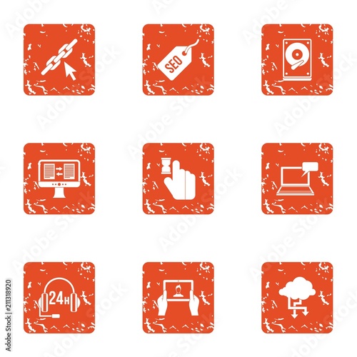 Select the data icons set. Grunge set of 9 select the data vector icons for web isolated on white background