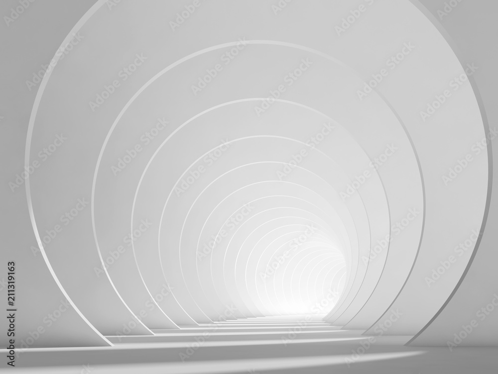Fototapeta Streszczenie puste białe wnętrze tunelu 3 d