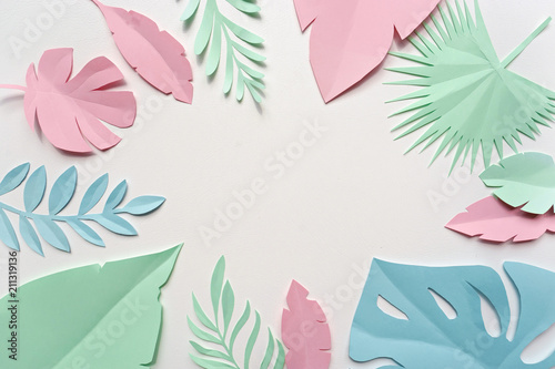 image of paper tropical leaves