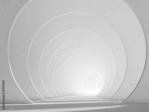 Fototapeta Naklejka Na Ścianę i Meble -  Abstract empty white tunnel interior 3 d