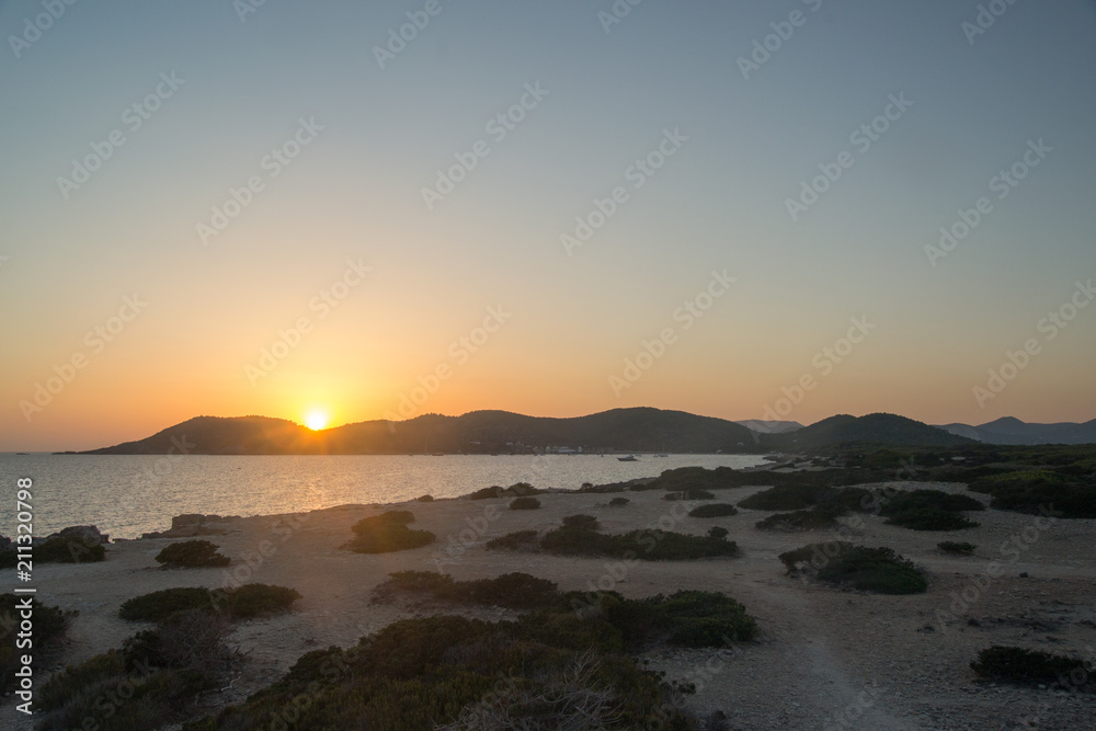 Sunset in  Ses Salines, Ibiza, Spain