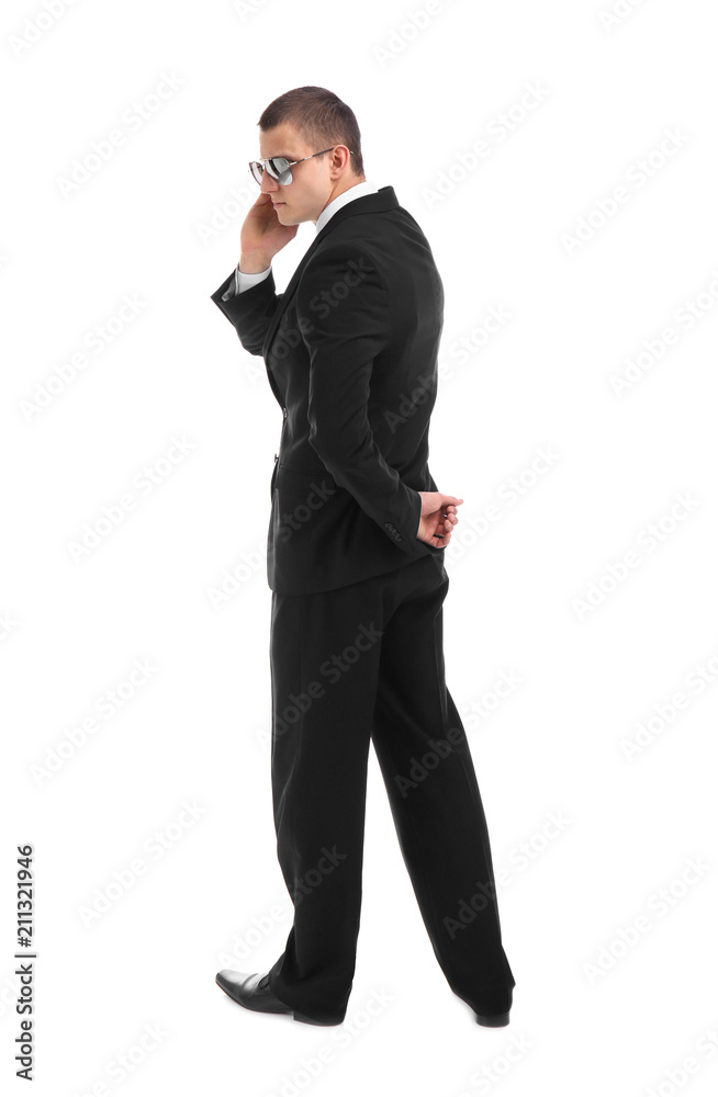 Male security guard in uniform on white background Male security guard in uniform on white background