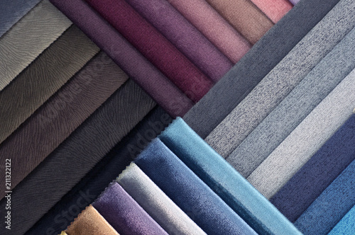 Catalog of multicolored cloth from matting fabric texture background, silk fabric texture, textile industry background