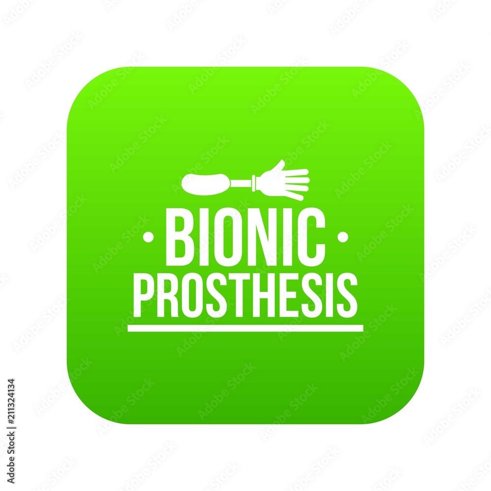 Arm prosthesis icon green vector isolated on white background